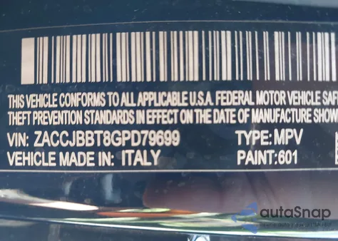 2016 Jeep Renegade Latitude from USA, damaged, VIN ZACCJBBT8GPD79699